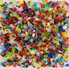 LEGO 500g Transparent Bricks Plates & Parts Bundle Cones Flames All Small Pieces