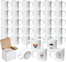 36 x Sublimation Mugs 11oz White Large Handle Coated Heat Press + 36 Gift Boxes