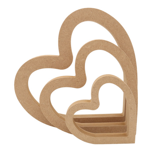Wooden hollow slanted heart - slanted,