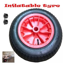 3.50-8 Wheel Pneumatic Tyre & Inner Tube 14 Inch Red 1" Bore Wheelbarrow Barrow