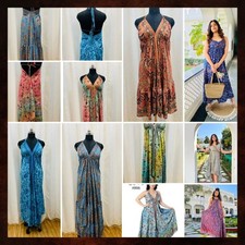 20 PC Lot Indian Silk Maxi Long Hippie Dress Festive Clothing Summer Dress Boho