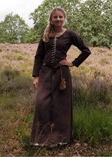 Battle-Merchant Cotehardie Ava, Medieval Dress, Brown Viking Costume Women