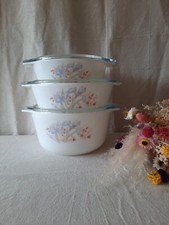 3 Vintage Pyrex Blue Iris