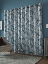 Laura Ashley Blue Smoke Millhayes Blackout Eyelet Curtains W228 Drop 182cm