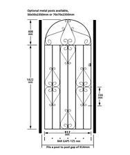 Classic Metal Scroll Tall Garden Side Gate fits 762mm to 1067mm GAP Wrought Iron