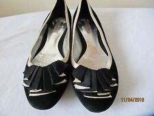 Jacques vert shoes UK 5 black  suede cream trims worn
