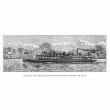 Thames Steam Boat Running Between Kingston and Oxford - Antique Print 1880