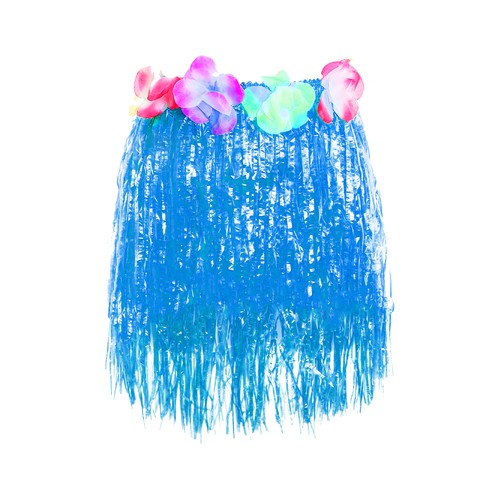 Blue hula grass skirt 40cm - blue,