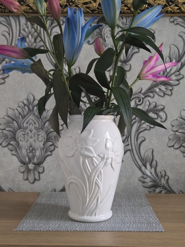 Vintage white ceramic vase - vintage,