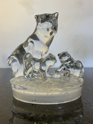 Lead crystal cat kittens - cat,