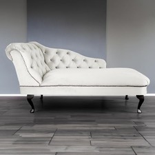 Cream Velvet Tufted Chaise