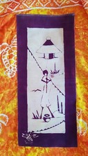 batik vintage mozambique hand printed african art.Wall hanging.