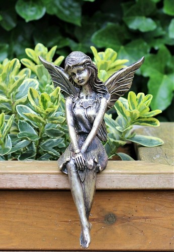 Bronze sitting garden ornament - garden,