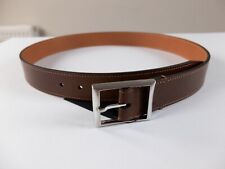 BERLUTI Paris brown contrast stitch classic leather belt Size 90 authentic