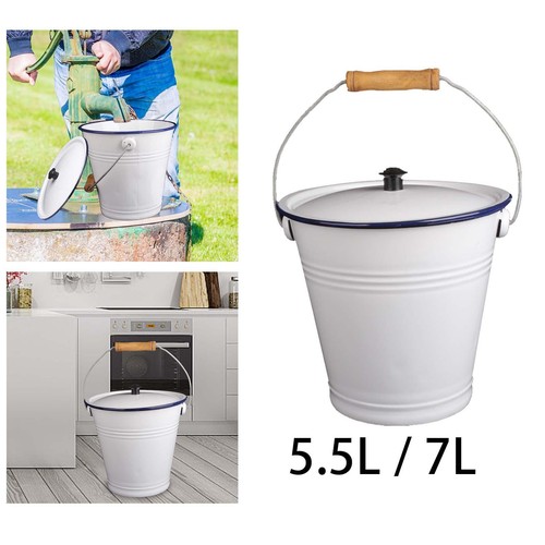 Enamel bucket milk with - milk,