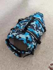 VIVAGLORY, Large, Rip Stop Dog Life Jacket, Buoyancy Aid with Handle, Camo Blue