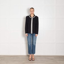 Chanel Black Cream Trim Pearl