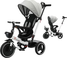 UBRAVOO Baby Tricycle,6-in-1 Push Bike Steer Stroller,Learning Toddler Bike