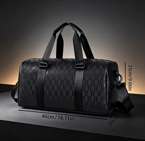 Black geometric faux leather - geometric,