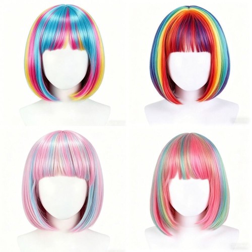 Vibrant bob wig rainbow - vibrant,
