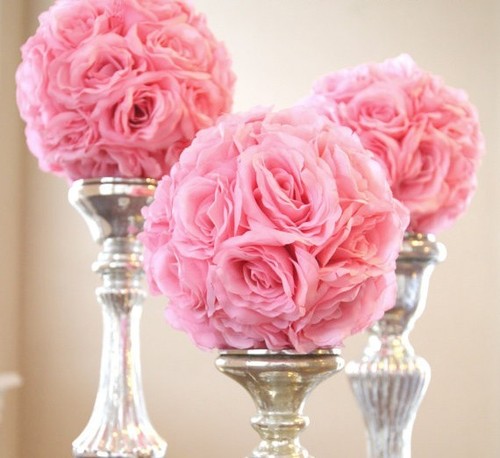 Silk flower kissing balls - flower,