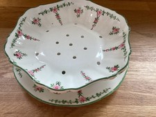 Vintage Heathcote China England Berry Bowl and Saucer Pink Roses