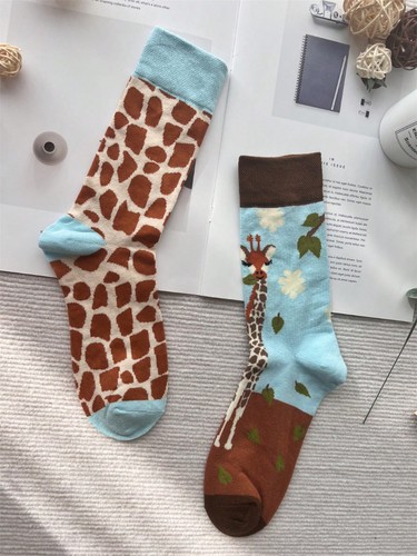Giraffe pattern mid calf socks - pattern,