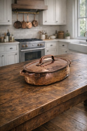 Copper oval cooking - oval, pan
