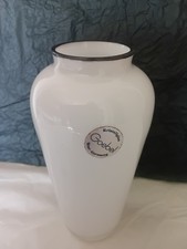  GOEBEL  VASE WHITE WITH BLACK RIM STAMPED TO BASE