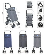 Large 6 Wheel Shopping Trolley Cart Lightweight strong maneuverable Folding 60L