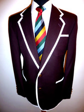 Boating Blazer Mens 42 M&S Wine Red Brown White Rowing Regatta Jacket Sport Coat