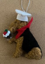 AIREDALE / WELSH TERRIER CHEF with  CHRISTMAS PUDDING - Part needle felted DOG