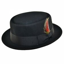 Superb Quality Hand Made 100% Wool Porkpie Pork Pie Hat in Black 4 Sizes