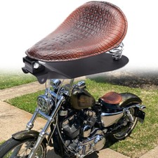 Brown Alligator Leather Motorcycle Driver Solo Seat Spring Base Kit For Harley