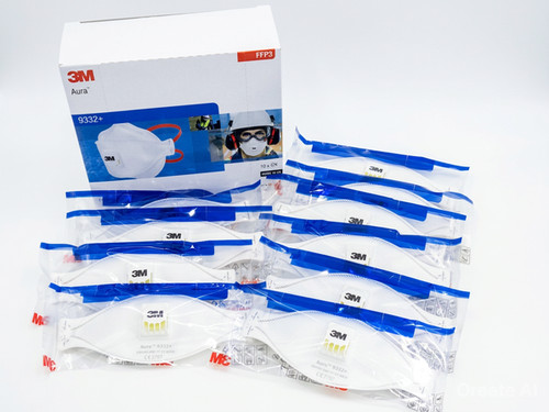 10x aura 9332 ffp3 - aura, valved