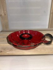 Vintage Red Black Enamelled Candle Holder Props Theatre Film Set Stage