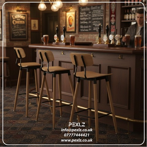 Wooden bar stools metal frame - wooden,