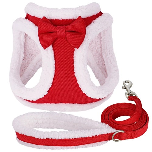 Warm fleece small dog harness - warm,