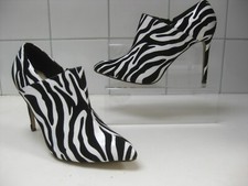 ZEBRA STILETTO BOOTS shoes BLACK WHITE STRIPE heels 7 40 bootie SERGIO TODZI