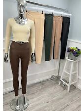 ladies leather look leggings PU High Stretch Size L/XL (14-16)