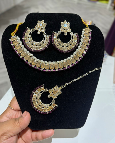 Gold tone clear purple - gold-tone,