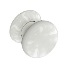 Ceramic Door Knobs White Door Knob on Rose 56mm Knob Diameter