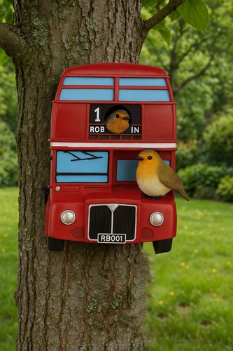 London bus bird house wooden - london,
