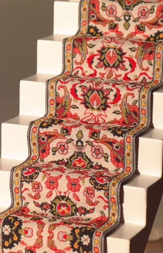 Red and cream - stair, carpet