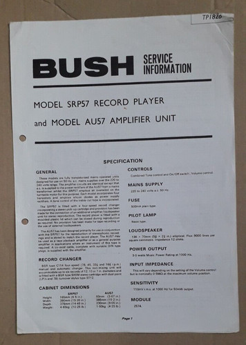 Bush srp57 record - bush,
