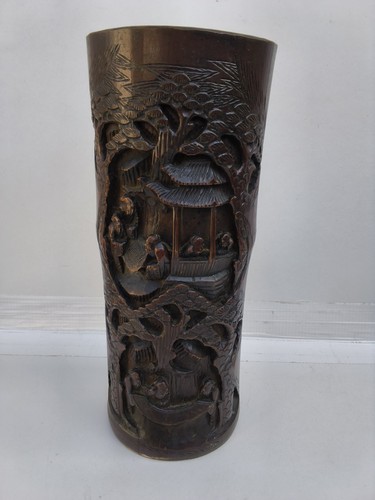 Antique chinese bamboo bitong - bamboo,