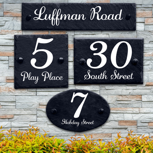 Personalised slate house sign - house,
