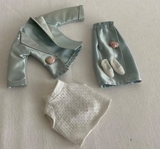 VINTAGE 1970s SINDY DOLL SIZE SILKY BLUE SUIT JACKET SKIRT TOP SHOES FAERIE GLEN