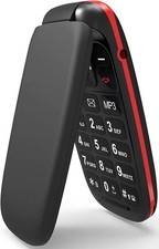 USHINING Unlocked Flip Phone GSM Big Button Easy to Use Mobile Black