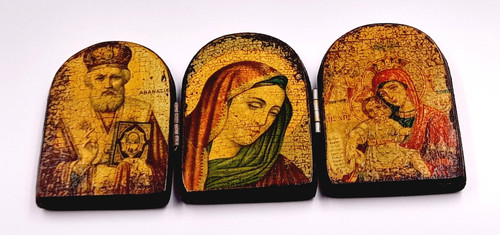 Vtg triptych greek icons - greek,